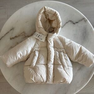 Zara toddler cream puffer jacket